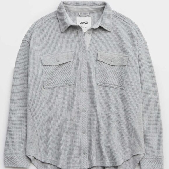 🆕️NWT Aerie LumberJane Waffle Shirt in 'Medium Heather Gray', Size XXL - Picture 5 of 9